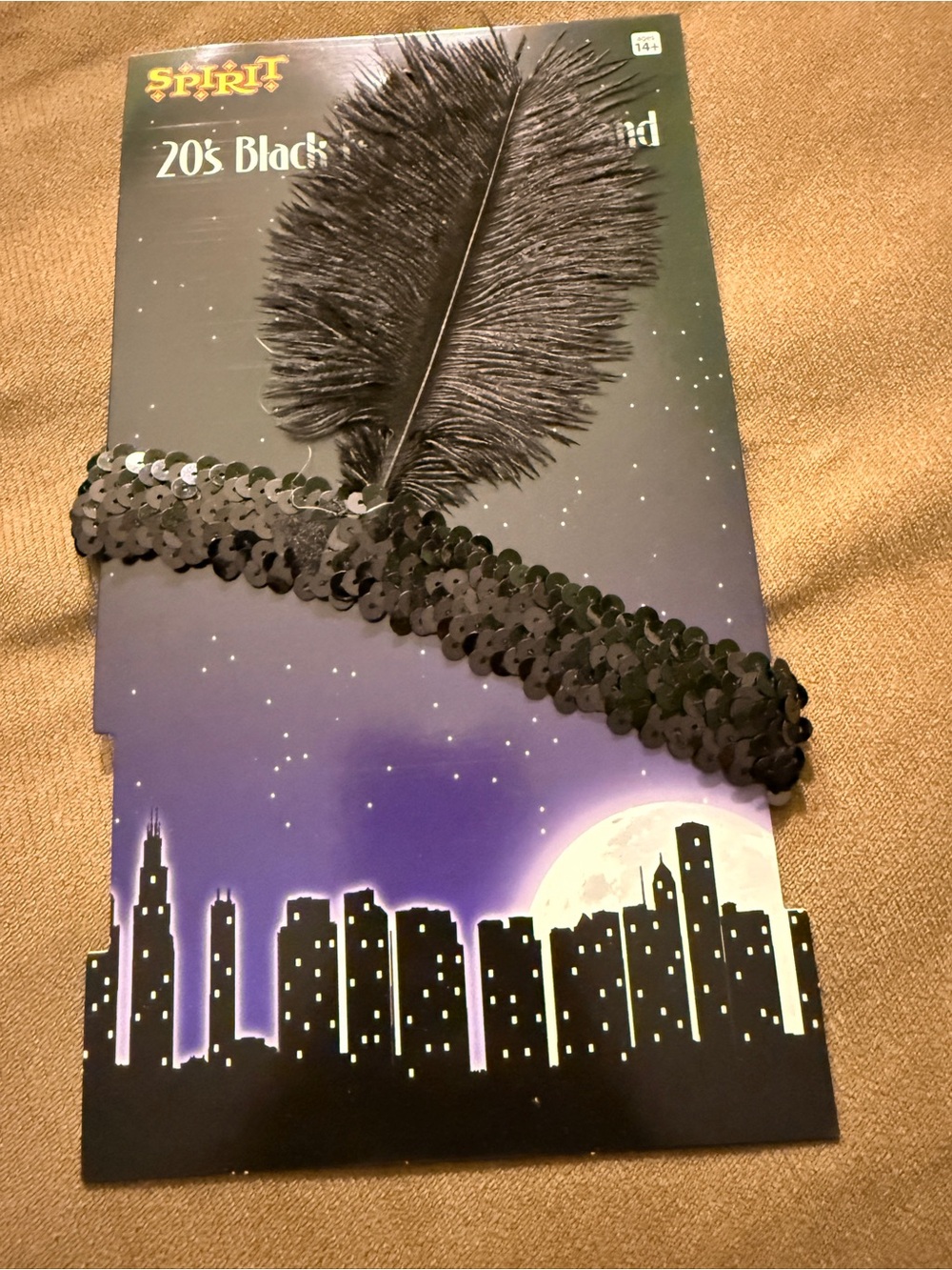 NWT Spirit 🖤Roaring 20s Flapper Black Feather Sequin Headband Gatsby Costume